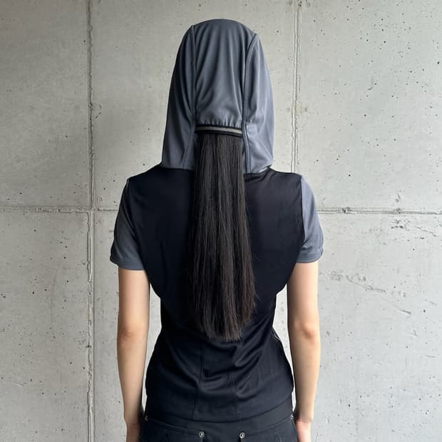 미스치프 SHIRRING HOODED JERSEY TOP