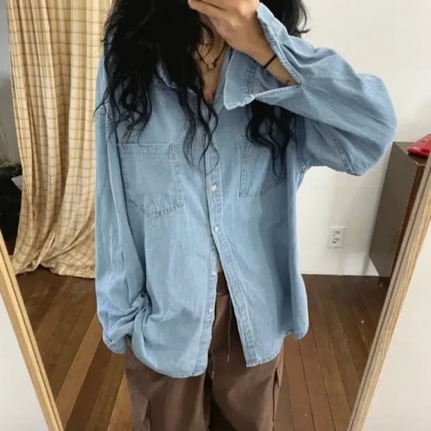 모래하우스 light denim shirts 데님셔츠