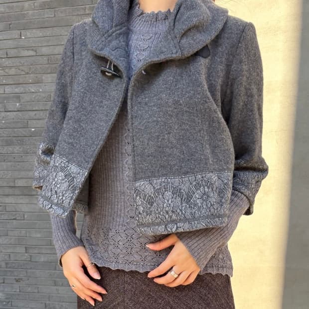 플라워 레이스 7부 떡볶이 자켓