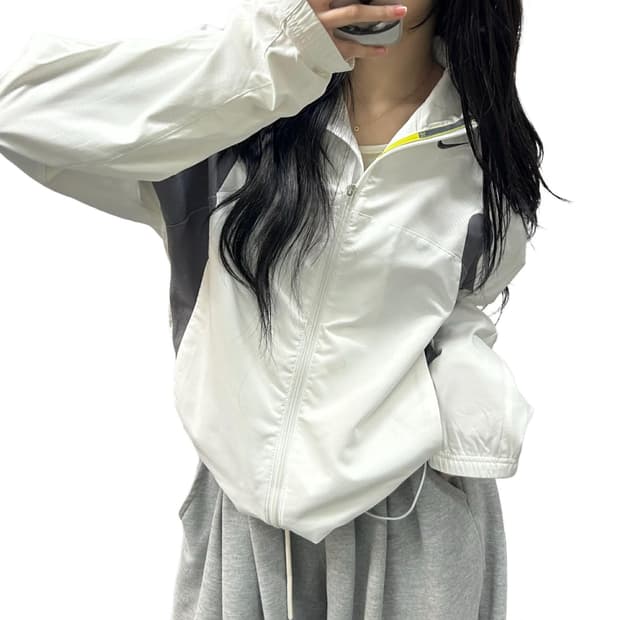 나이키 00s 솔로 스우시 화이트 올드스쿨 윈드브레이커 자켓 바람막이 희