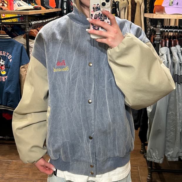 [HI] VTG 데님 바시티 자켓 세이지블루