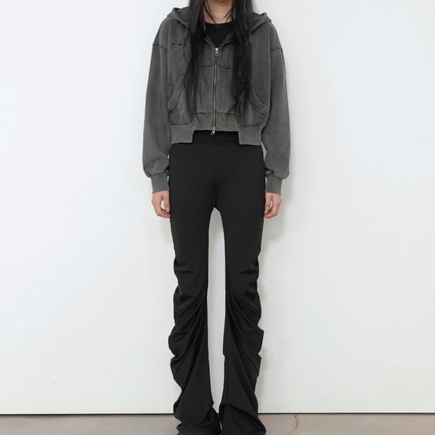 보헤미안서울 워시드 후드집업 크롭핏