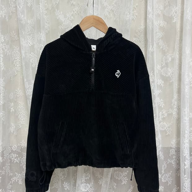 90) 르꼬끄 스포르티브 코듀로이 후드 반집업 블랙