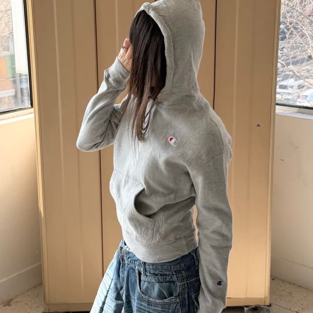 챔피온 리버스위브 후드티 그레이