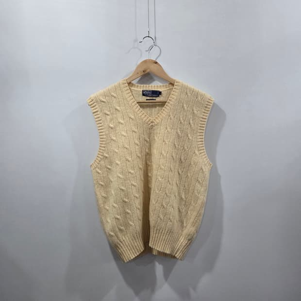 폴로랄프로렌 울 케이블 니트 베스트 L