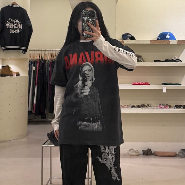 너바나 All Apologies 앨범 프린팅 반팔 티셔츠 U1234