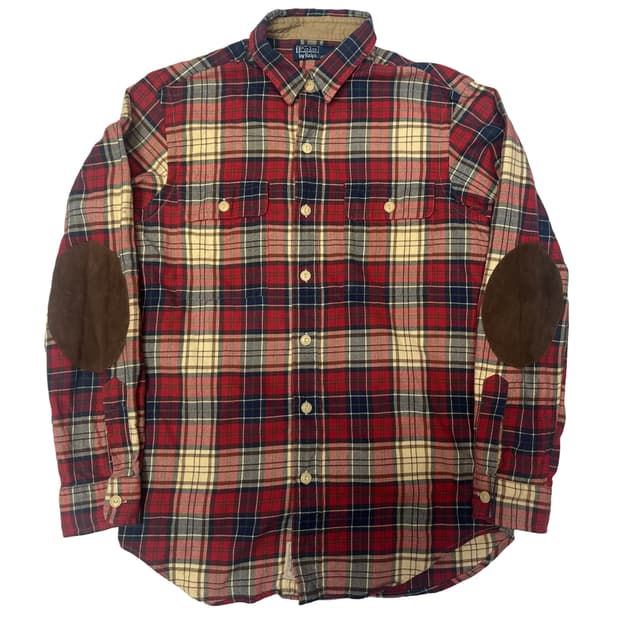 폴로 랄프로렌 엘보우 레더패치 웨스턴체크셔츠 M