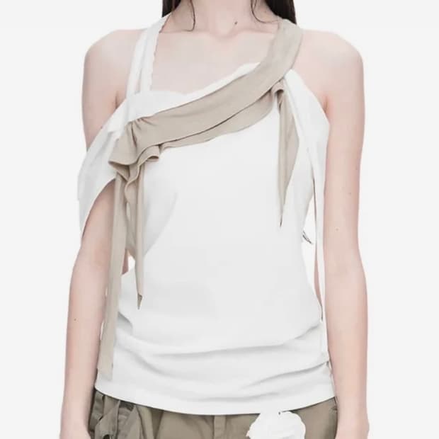 나체 RAWCUT HALTER SLEEVELESS IVORY