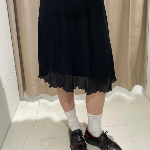 Selected 00's JAPAN 블랙 플리츠 미디 스커트 R2793