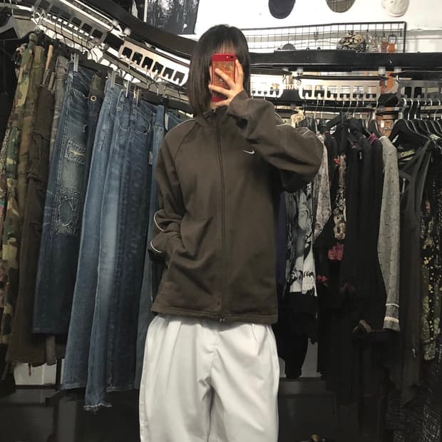 나이키 오버핏 브라운 집업
