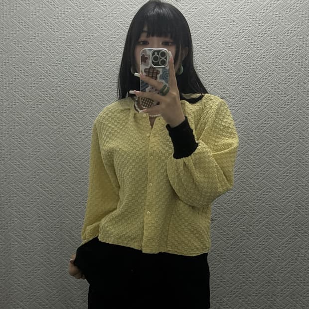 빈티지 재팬 시어서커 엠보 여름 배색 패치워크 가디건 K0574