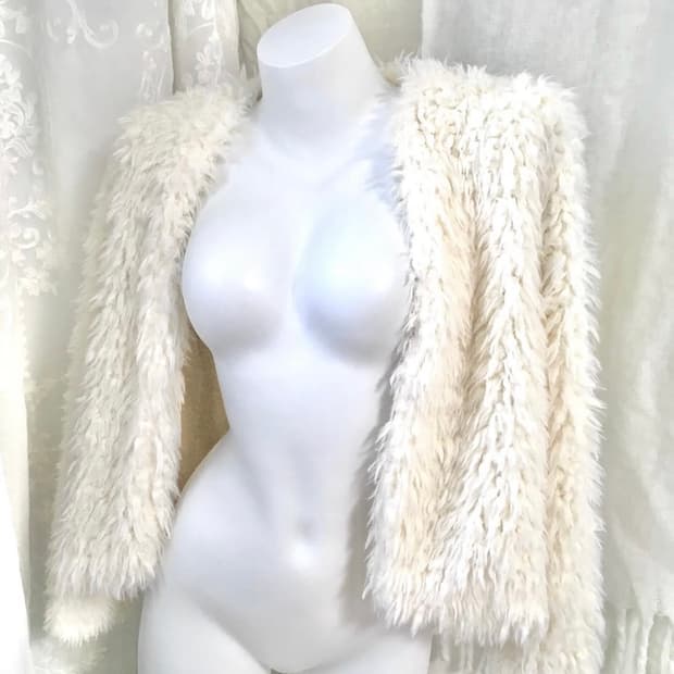 Vintage ivory fur cardigan 