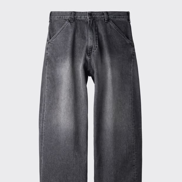 해칭룸 와이드 커브진 워시드 블랙