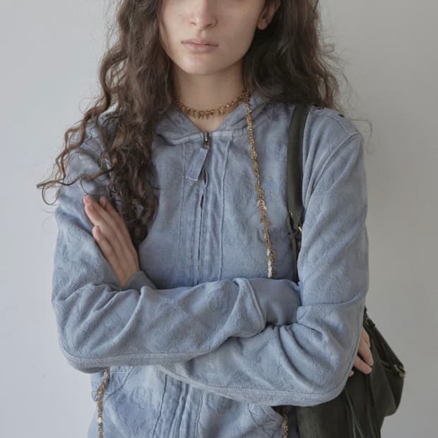 스컬프터 자카드 후드집업