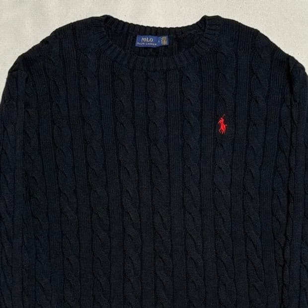 L 폴로랄프로렌 블랙 케이블 니트