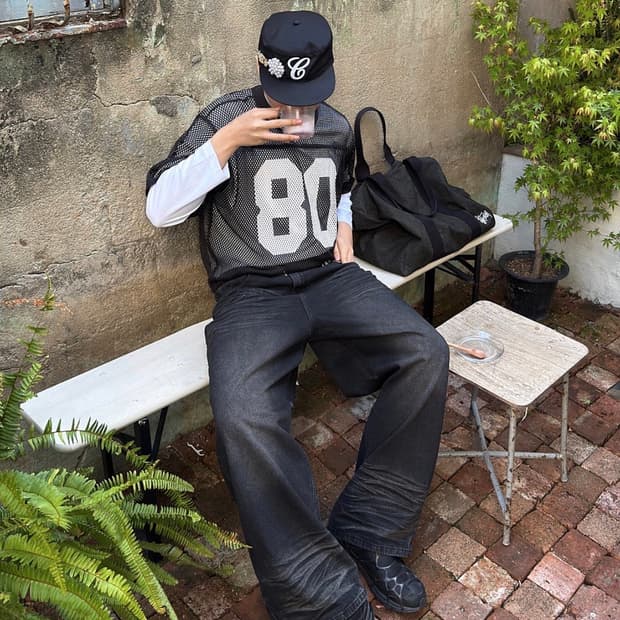 스투시 팀 저지 80 블랙 / M