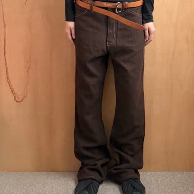 준야와타나베 체크 울 플레어 팬츠