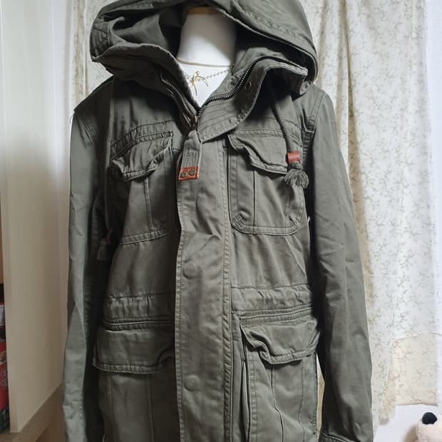 [빈티지] 후아유 카키색 후드 야상 점퍼
