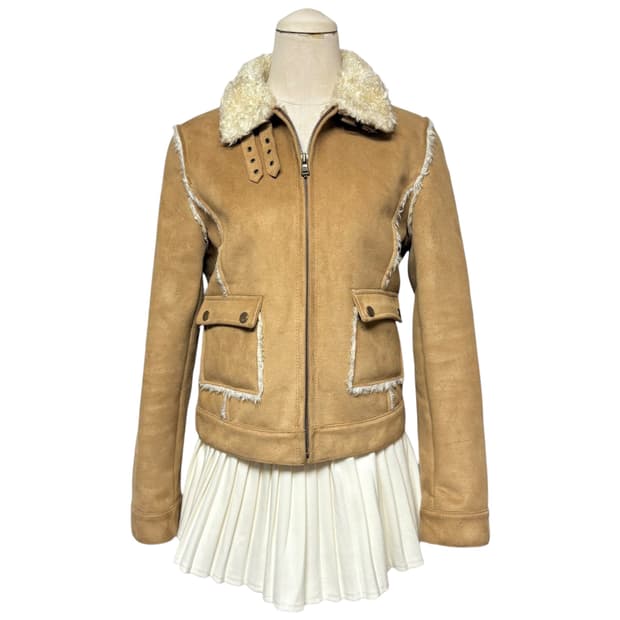 3734 브라운 안감퍼 무스탕 자켓