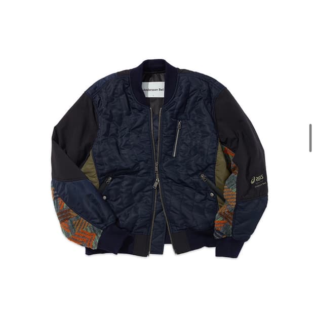 앤더슨벨 x 아식스 콘트라스트 퀼팅 봄버 자켓 네이비 m