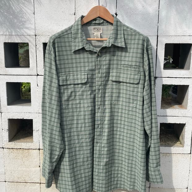 빈티지 엘엘빈 피싱 체크셔츠 xl