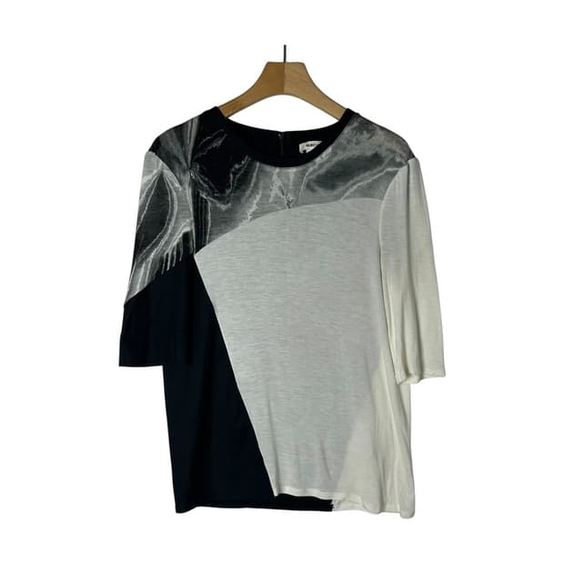 [HELMUT LANG] 헬무트랭 투톤 패치워크 하프 티셔츠