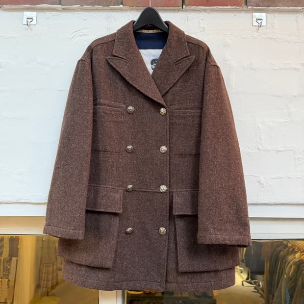 Krizia Jeans 라나 울 더블 하프 코트 40