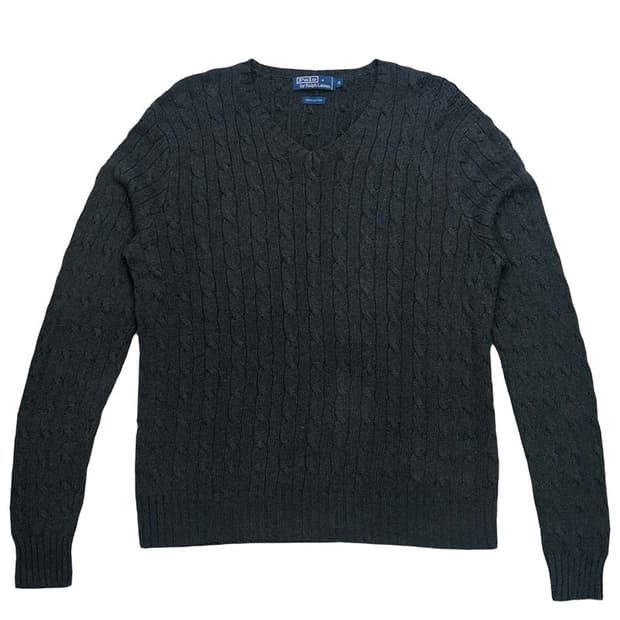 POLO BY RALPH LAUREN 차콜 케이블 브이넥 니트 M