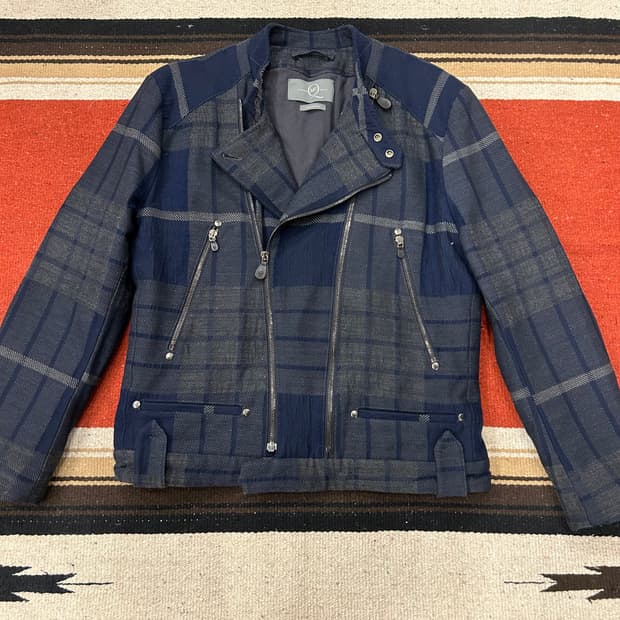 알렉산더맥퀸 체크 울 라이더자켓