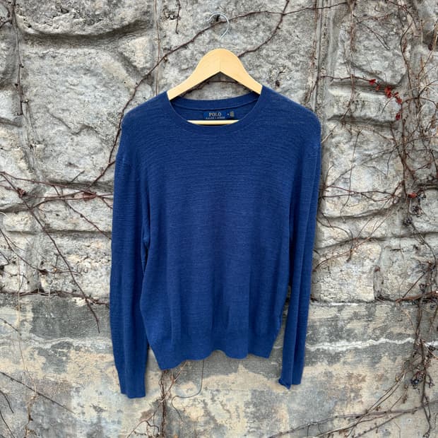 폴로 랄프로렌 얇은 와플 니트 네이비 m