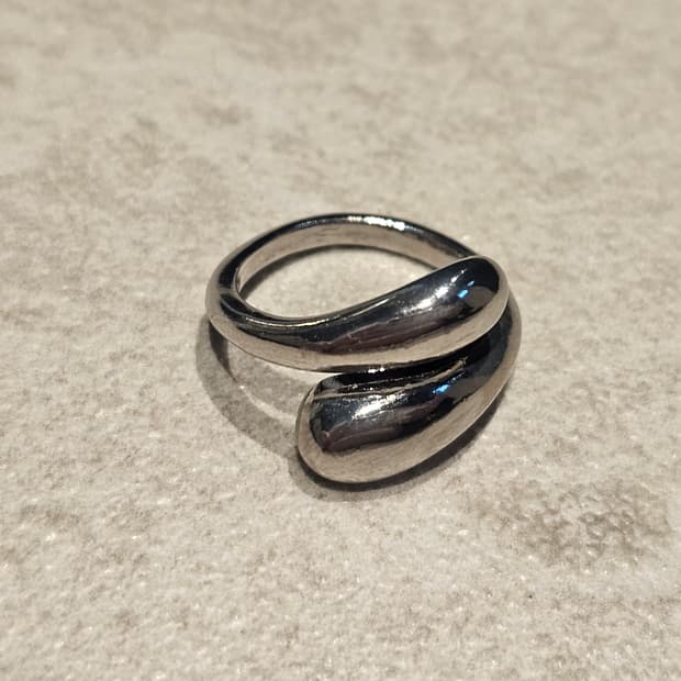 모던 스틸 물방울 커브 링 반지