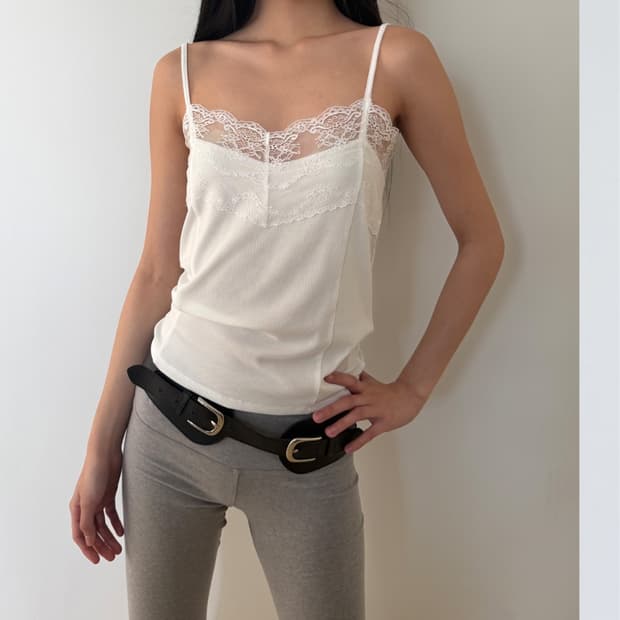 [cerric] Lace Trim Sleeveless _ White