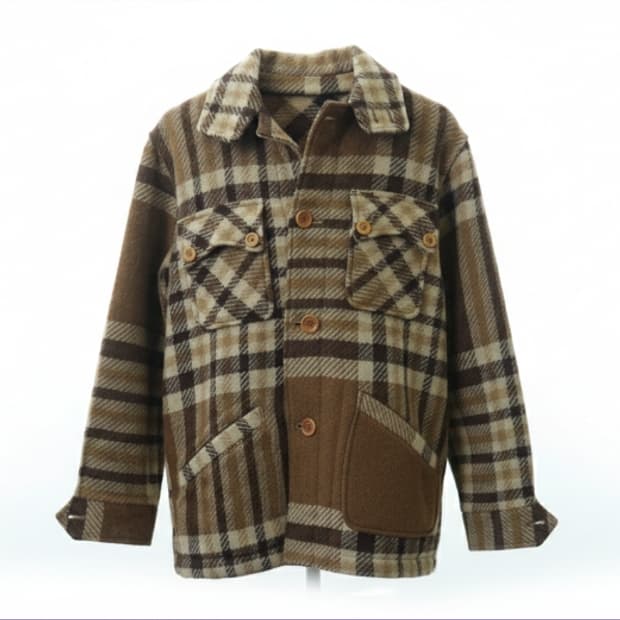 빈티지 헤비울 하이넥 체크 셔츠자켓 1840