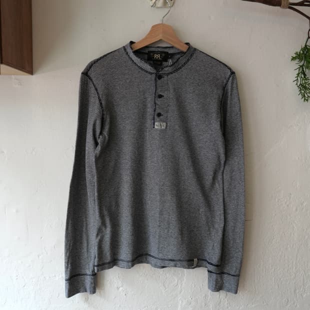 RRL 스트라이프 헨리넥 롱슬리브 
