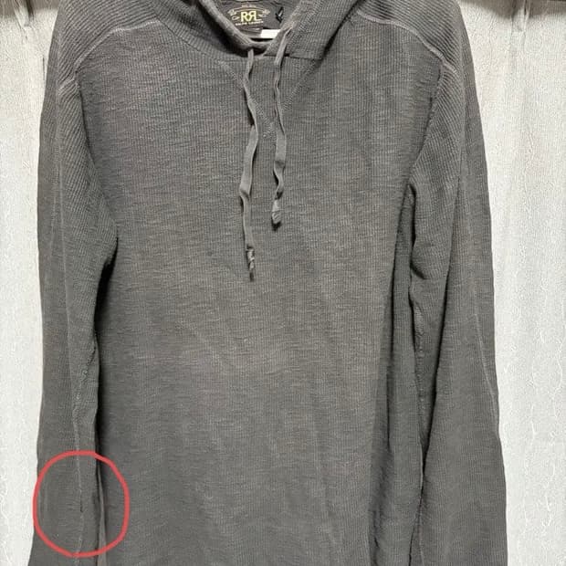 RRL 더블알엘 워시드 와플 니트 서멀 후디 차콜 그레이
