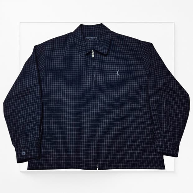 [올드 명품🔥]90s 입생로랑 체크 블루종