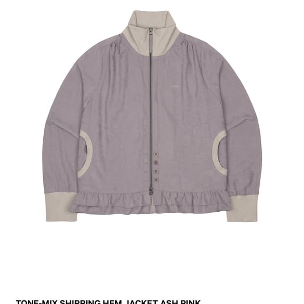 TONE-MIX SHIRRING HEM JACKET ASH PINK