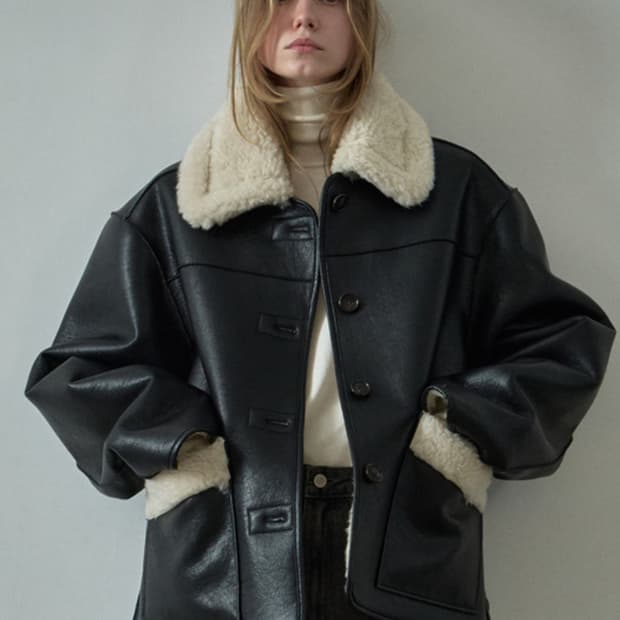 파사드패턴 빈티지 램스울 리버시블 무스탕