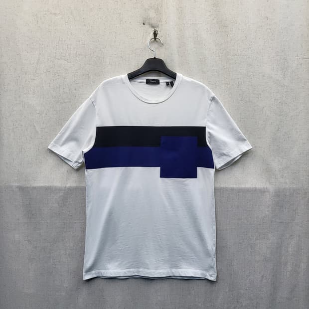 Theory 띠어리 화이트 배색 반팔 티셔츠