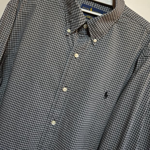 폴로 랄프로렌 남성 블랙체크 셔츠(XL사이즈)