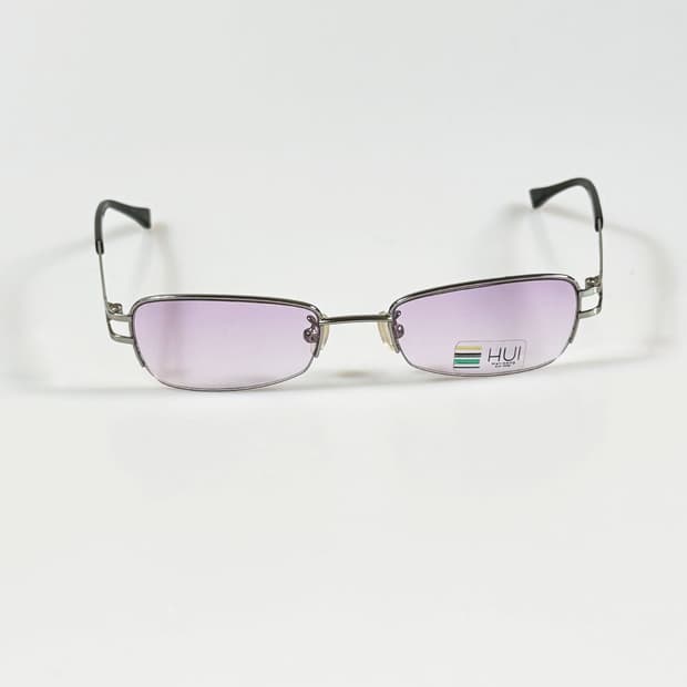 HUI 메탈 스퀘어 반무테 틴트 프레임 빈티지 안경