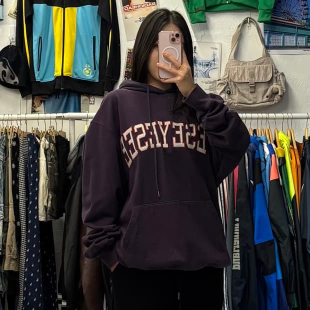 예스아이씨 아치 로고 퍼플 후드티 L