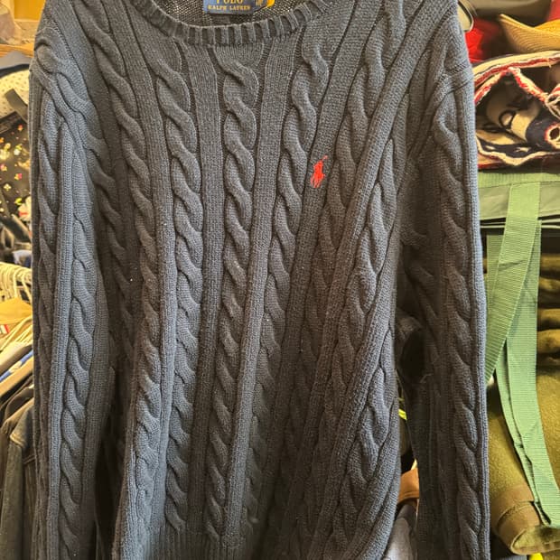 폴로 네이비 케이블 니트