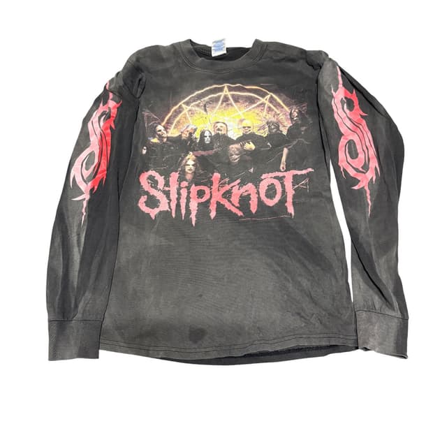 00s slipknot 슬립낫 하드페이딩 롱슬리브 빈티지 밴드티 S