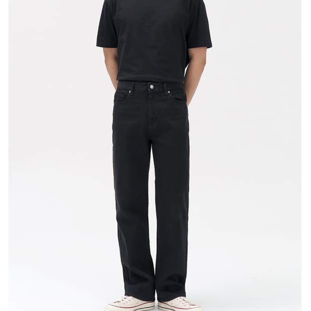 토피 TOFFEE 와이드 데님 팬츠 블랙 L