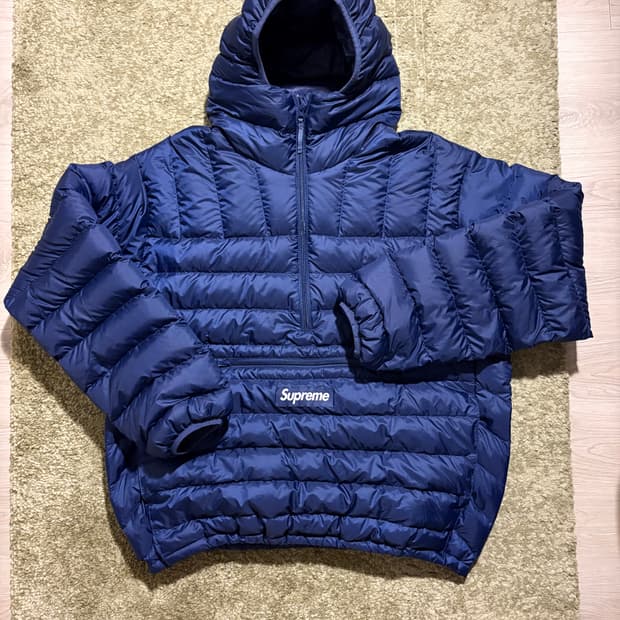 슈프림 마이크로 다운 하프 집 후드 풀오버