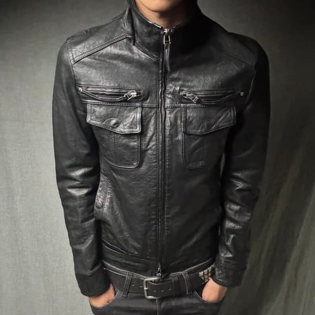 Lamb skin pocket Leather jacket 램스킨 레더