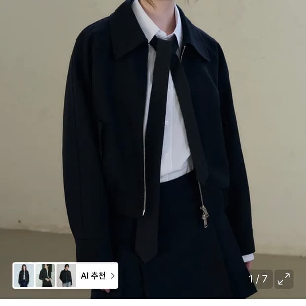 (새상품)(M) 드로우핏 우먼 울 레글런 크롭 블루종 자켓 [BLACK]