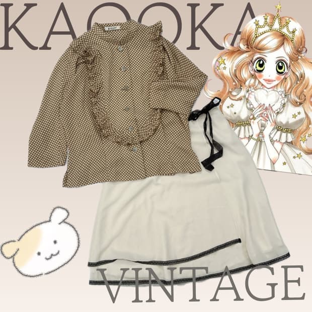 🤎슈슈룬 쇼콜라 도트 라떼갸루 코디세트🤎쉬폰 블라우스 레이스 랩스커트