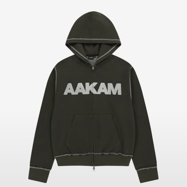 아캄 후드집업 카키 Boucle Logo Zip-Up Hoodie